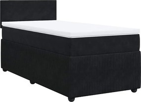 vidaXL Κρεβάτι Boxspring με Στρώμα Μαύρο 90x200 εκ. Βελούδινο