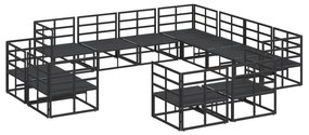 vidaXL Σετ Καναπέ Κήπου 11 pcs Μαύρο 283 x 283 x 71 εκ. Αλουμίνιο