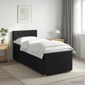 vidaXL Κρεβάτι box spring με στρώμα Μαύρο 80 x 200 cm Ύφασμα