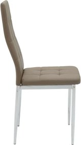 Καρέκλα Cube PU μόκα-πόδι χρωμίου 4αδα 41x46x97 εκ.