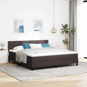 vidaXL κρεβάτι Box Spring  με στρώμα & LED σκούρο καφέ 180x200 εκ. ύφασμα