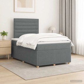 vidaXL Κρεβάτι box spring με στρώμα Σκούρο Γκρι 120 x 190 cm Ύφασμα