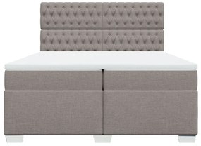 Κρεβάτι Boxspring με Στρώμα Taupe 200x200 εκ. Υφασμάτινο - Μπεζ-Γκρι