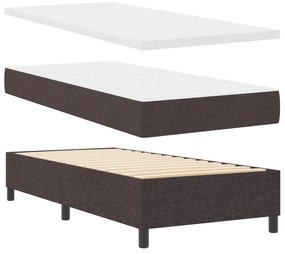 vidaXL κρεβάτι Box Spring με στρώμα & LED  Σκούρο Καφέ 90x200 εκ. Υφασμάτινο