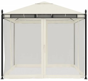 vidaXL Κιόσκι με Τοίχους από Δίχτυ Κρεμ 2,93x2,93 μ. από Ατσάλι