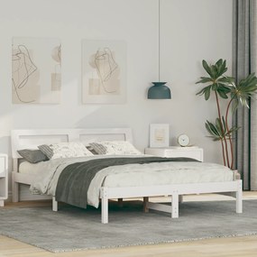 vidaXL Σκελετός Κρεβατιού Λευκό 140 x 190 cm Συμπαγές ξύλο πεύκου