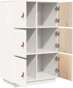 vidaXL Ντουλάπι Ψηλό Λευκό 67 x 40 x 108,5 εκ. από Μασίφ Ξύλο Πεύκου