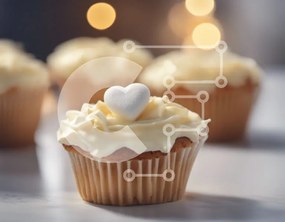 Intra Συλλεκτικό Ξύλινο Παζλ Plywood  4mm - Κομψά cupcakes με διακόσμηση σε σχήμα καρδιάς Σε Ξύλινο Κουτί - Διαστάσεις: 10x10 cm – 25 κομμάτια