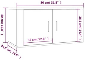 Έπιπλα Τηλεόρασης Επιτοίχια Sonoma Δρυς 80x34,5x40 εκ - Γκρι