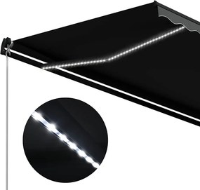 vidaXL Χειροκίνητη τέντα με ηλιακό LED 4,5 x 3 m Ανθρακί