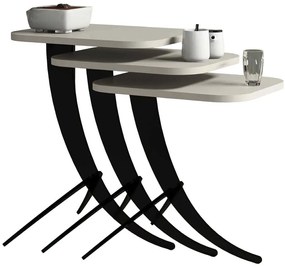 Ζιγκόν Pion (Σετ 3Τμχ) 845HCT2844 35x45x60/54,5/48,5cm Cream-Black
