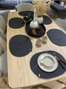 Stewehome Σετ 7 τεμαχίων οβάλ σουπλά και καλάθι από γιούτα (Γκρι) 41x31 cm