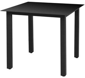 vidaXL Τραπέζι Κήπου Μαύρο 80 x 80 x 74 εκ. από Αλουμίνιο / Γυαλί