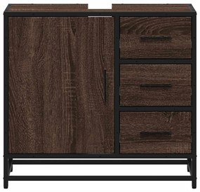 vidaXL ντουλάπι νιπτήρα μπάνιου καφέ δρυς 65x33x60 cm