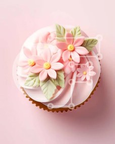 Intra Συλλεκτικό Ξύλινο Παζλ Plywood  4mm - Ροζ Cupcake με Floral Διακοσμητικά Σε Ξύλινο Κουτί - Διαστάσεις: 10x10 cm – 25 κομμάτια