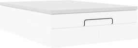vidaXL Οθωμανικό κρεβάτι με στρώμα Λευκό 140x200cm Faux Leather