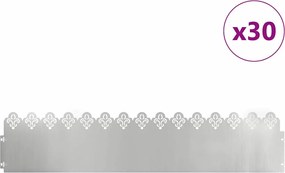 vidaXL Περιγράμματα γκαζόν 30 pcs Ασημί 103 x 0,05 x 22 εκ