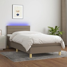 ΚΡΕΒΑΤΙ BOXSPRING ΜΕ ΣΤΡΩΜΑ &amp; LED TAUPE 100X200 ΕΚ. ΥΦΑΣΜΑΤΙΝΟ 3133777