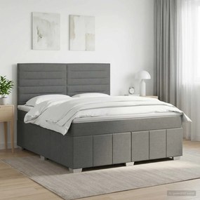 vidaXL Κρεβάτι box spring με στρώμα Σκούρο Γκρι 140 x 200 cm Ύφασμα