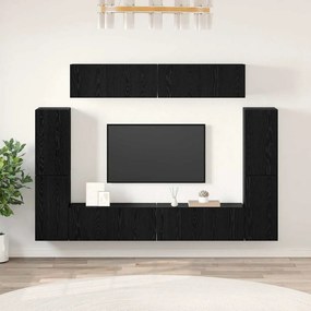 vidaXL Σετ επίπλου τηλεόρασης 8 pcs Μαύρη δρυς Επεξεργασμένο ξύλο