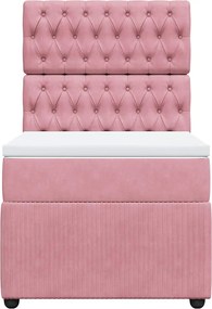 vidaXL Κρεβάτι Boxspring με Στρώμα Ροζ 100x200 εκ. Βελούδινο