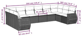 vidaXL Σαλόνι Κήπου Σετ 11 τεμ. Μπεζ Συνθετικό Ρατάν με Μαξιλάρια