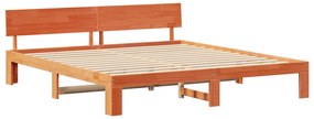 vidaXL Κρεβάτι με κεφαλάρι Κερωμένο Καφέ 180x200 εκ. Μασίφ ξύλο πεύκου