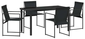 vidaXL Σέτ φαγητού για κήπο 5 pcs Μαύρο Textilene και ατσάλι με σκόνη