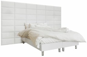 Κρεβάτι continental Logan 104, Continental, Διπλό, Άσπρο, 180x200, Οικολογικό δέρμα, Τάβλες για Κρεβάτι, 360x200x210cm, 134 kg, Στρώμα: Ναι