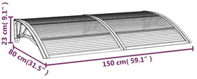 Στέγαστρο Πόρτας Μαύρο &amp; Διαφανές 150 x 75 εκ από Πολυκαρβονικό - Μαύρο