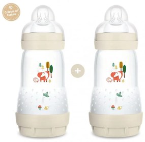 Μπιμπερό Easy Start Anti-Colic Unisex 355SUc (Σετ 2τμχ) 260ml Με Θηλή Σιλικόνης Skin Soft 2+ Μηνών Cream Mam 260ml Polypropylene