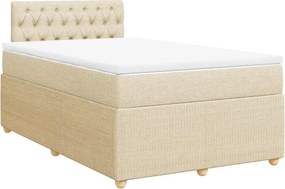 vidaXL Κρεβάτι Boxspring με Στρώμα Κρεμ 120x200 εκ. Υφασμάτινο