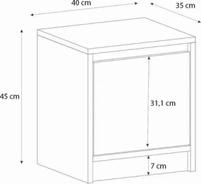 Κομοδίνο Conve Megapap χρώμα sapphire oak 40x35x45εκ.