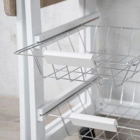 Καροτσάκι σέρβις με επεκτεινόμενη οροφή KESPER 25817, 2 αναδιπλούμενες οροφές, Τροχοπέδηση, Λευκό/καφέ