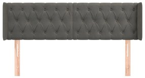 Κεφαλάρι με Πτερύγια Σκούρο Γκρι 163x16x78/88 εκ. Βελούδινο - Γκρι