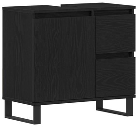 vidaXL Ντουλάπι Λεκάνης Μπάνιου Μαύρη Δρυς 65x33x60 εκ Επεξεργασμένο ξύλο