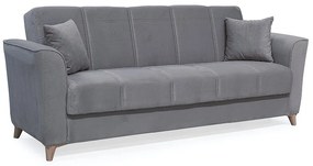Kαναπές κρεβάτι Asma pakoworld 3θέσιος βελουτέ γκρι-ποντικί 217x76x85εκ - Βελούδο - 213-000020