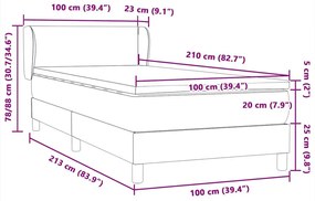 Box Spring Κρεβάτι με στρώμα Μαύρο 100x210 cm Βελούδινο - Μαύρο