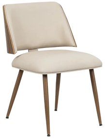 Καρέκλα Ubane μπεζ pu-πόδι καρυδί μέταλλο 53x62.5x85εκ