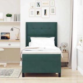 vidaXL Κρεβάτι με ελατήρια Σκούρο πράσινο 90 x 200 cm Βελούδο