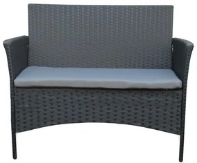 Σαλόνι κήπου Calmness σετ 4τμχ rattan μαύρο-ύφασμα γκρι 104x55.5x79 εκ.