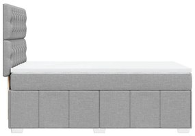 Κρεβάτι Boxspring με Στρώμα Ανοιχτό Γκρι 90x200 εκ. Υφασμάτινο - Γκρι