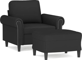 vidaXL Πολυθρόνα Μαύρη 60 εκ. Βελούδινη με Υποπόδιο