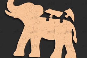 Intra απο ξύλο plywood Χρώμα wenge 3mm-4mm πάχος - Elephant Puzzle – Παιδικό παιχνίδι Δίασταση 30x20 cm INTRAFABR-98388437