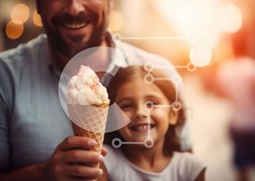 Intra Συλλεκτικό Ξύλινο Παζλ Plywood 4mm - Πατέρας και κόρη μοιράζονται τη στιγμή του παγωτού Σε Ξύλινο Κουτί - Διαστάσεις Puzzle: 10x10 cm – 25 κομμάτια