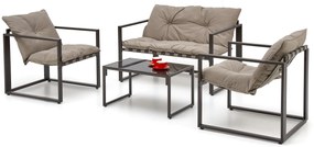 SHARK, garden set ( sofa + chair 2x + c. table ), color: black / cappuccino DIOMMI V-CH-SHARK-ZESTAW