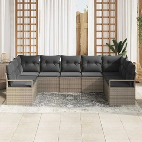 vidaXL Σετ Καναπέ Κήπου 7 pcs Γκρι Πολυ rattan, βαμμένο ατσάλι