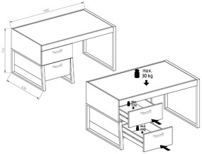 Γραφείο Ξύλινο PERMELIA Artizan Oak 130x63x75