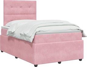 vidaXL Κρεβάτι box spring με στρώμα Ροζ 120 x 190 cm Βελούδο