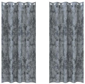 vidaXL Κουρτίνα με κουρτίνες 2 pcs Ασημί γκρι 245 x 140 εκ. Βελούδο
